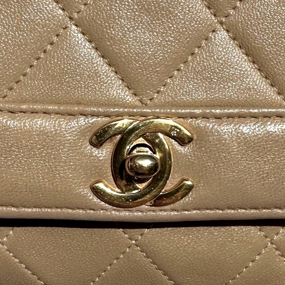 Chanel Diana Small Single Flap Beige Quilted Calf Leather Gold Plated Chain Bag - Picture 3 of 14